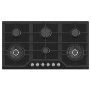 Teknix BITK290GH6B Gas Hob 6 Burner 90Cm Black Glass